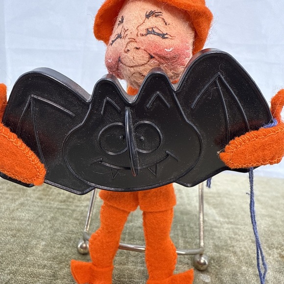 VTG Annalee Dolls. 5" Orange Elf  W/Black Bat Cookie Cutter.  1995 - Picture 3 of 5